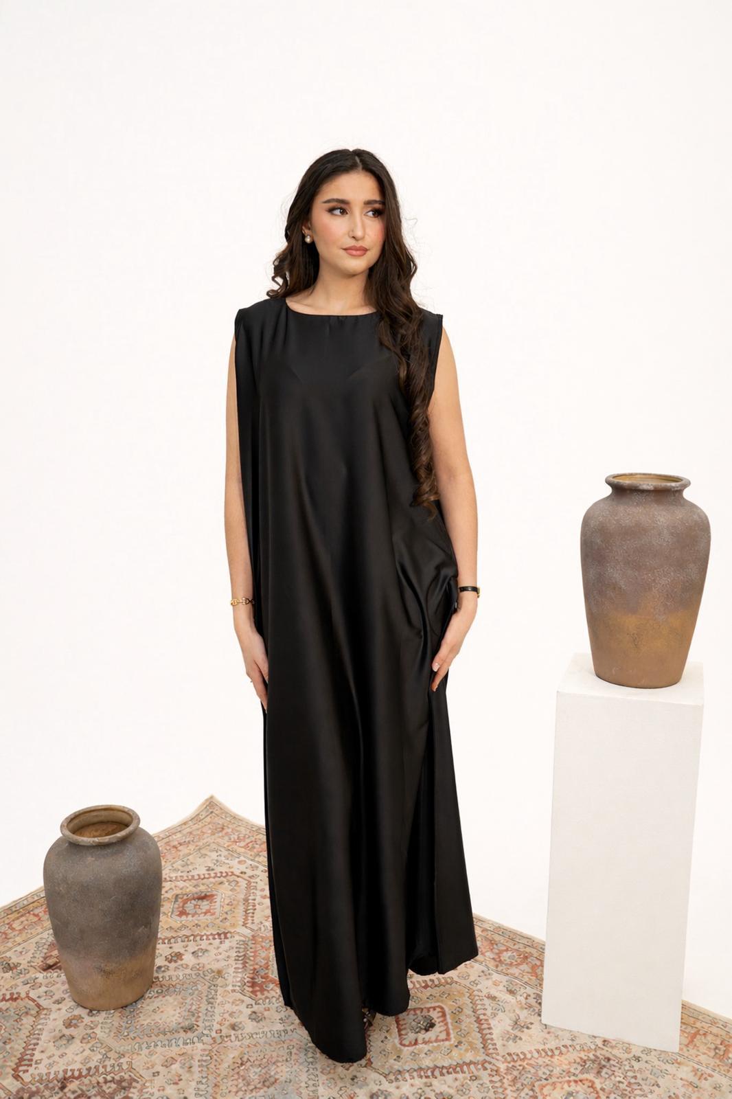 black satin inner dress