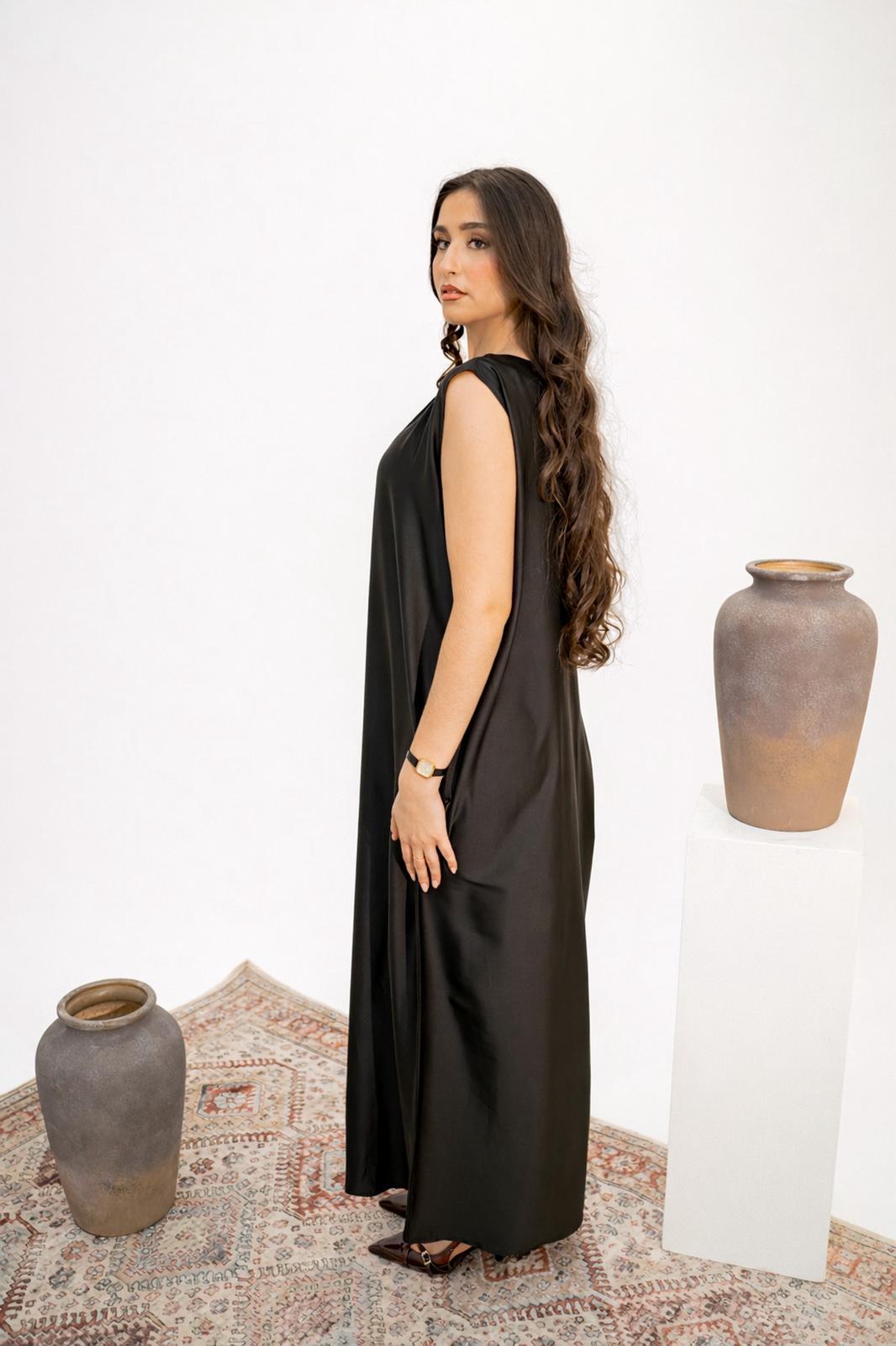 black satin inner dress